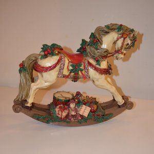 Christmas Collection 1997 Musical Rocking Horse Durable Polyresin 12 1/2' High